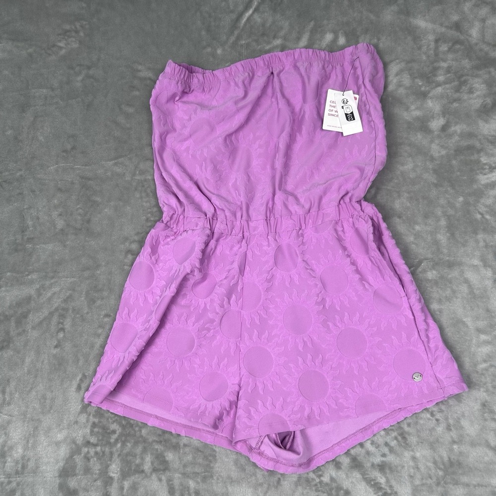 Roxy NEW LARGE Strapless Terry Large Romper Pink Lilac Beach Cover Up One Piece - Picture 12 of 16
